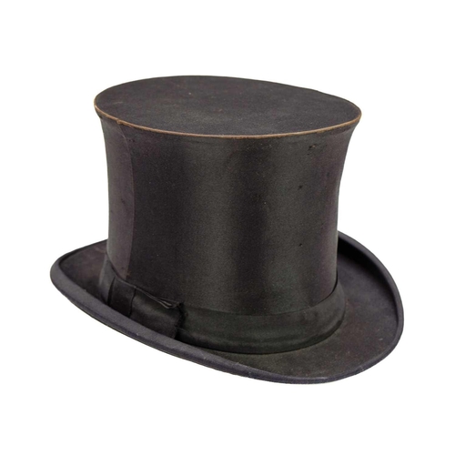 72 - A French silk top hat H Reneaud 78 Rue de Paris Brest label. Together with a moleskin top hat, three... 