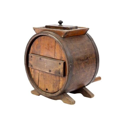 8 - A pine butter churn, circa 1900. Height 47cm, width 38cm, depth of body 28cm.