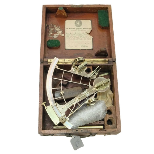 88 - A micrometer sextant by Heath & Co Ltd. Vernier scale, with original case and NPL certificate, dated... 