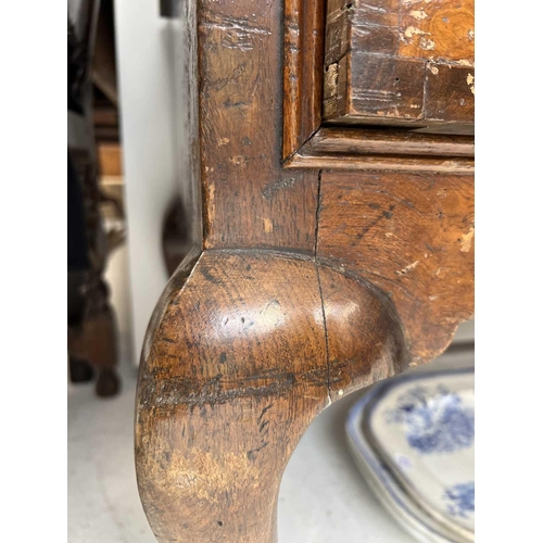 1000 - A George II burr elm and yew banded chest on stand. The upper with two short and three long drawers ... 