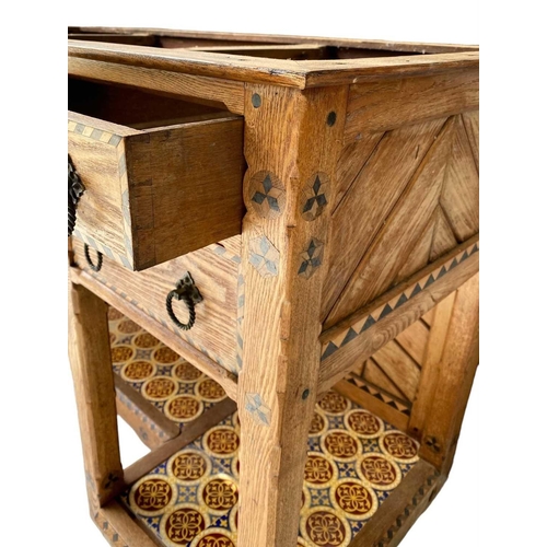1722 - A Victorian reformed gothic ash, chequer strung, and inlaid washstand. In the manner of Charles Beva... 