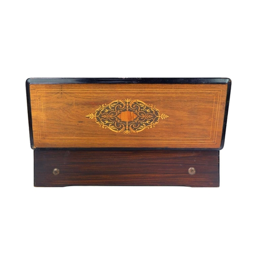 13 - A 19th century rosewood marquetry musical box by Nicole Freres Geneve. With 8 Airs paper label list,... 