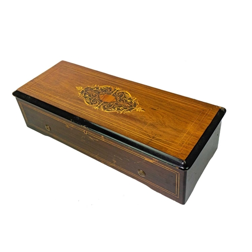 13 - A 19th century rosewood marquetry musical box by Nicole Freres Geneve. With 8 Airs paper label list,... 