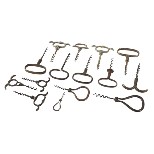 142 - A collection of various bow and metal finger pull corkscrews. (15)