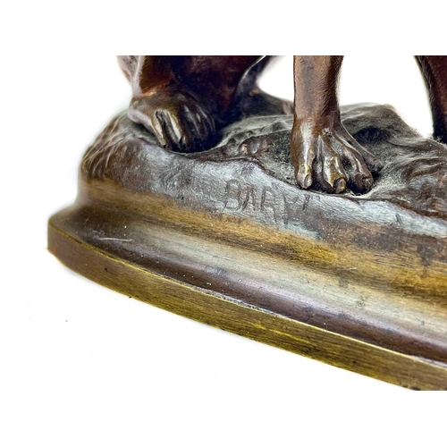 146 - After Barye, A bronze figure of a mastiff type dog, Circa 1900, height 11cm, length 17cm.