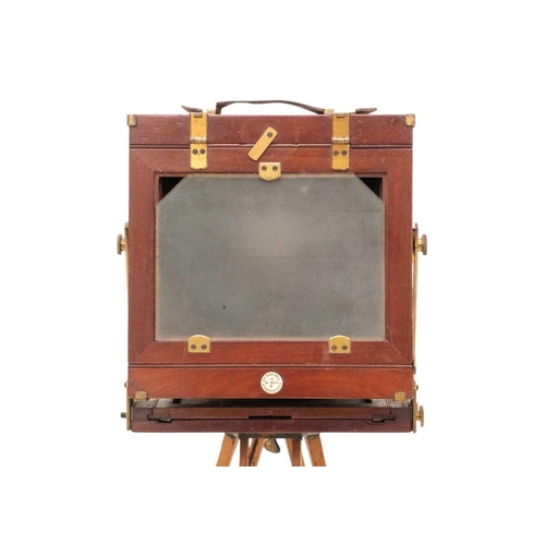 152 - UnNamed plate camera with tripod and eight mahogany plates Together with a brass Watkins Exposure Me... 