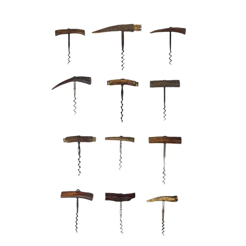 153 - A collection of horn handled corkscrews. (12)