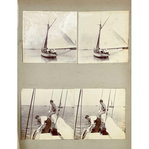 155 - A late Victorian Stereo photograph album. Circa 1890, South East costal views, etc, together with a ... 