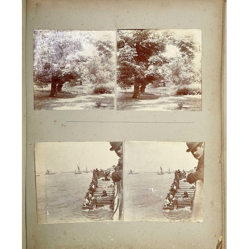 155 - A late Victorian Stereo photograph album. Circa 1890, South East costal views, etc, together with a ... 