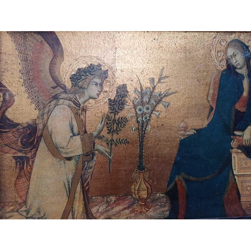 161 - A Continental enamel plaque of two figures under a tree. Signed Foc dort? 26.5cm x 19cm together wit... 