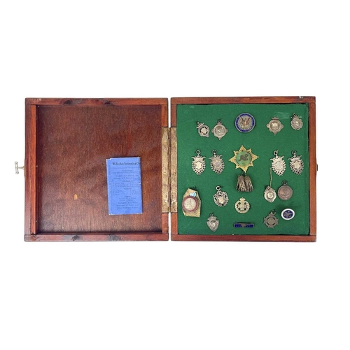 166 - Early 20th century silver medal blanks for the Willesden Swimming Club. Together with an enamelled o... 