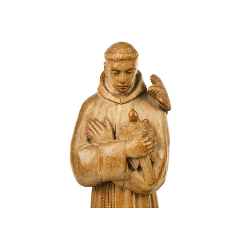 177 - Frank Rosier (1867-1946) A carved limewood figure of St Francis of Assisi, circa 1920, height 38cm. ... 