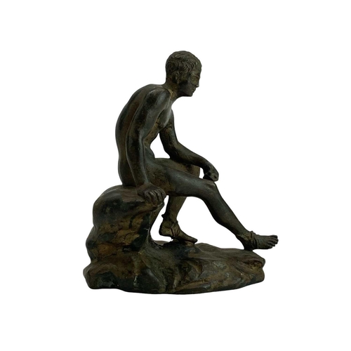 19 - A small bronze of the Seated Hermes from the Villa of the Papyri. Height 10cm.