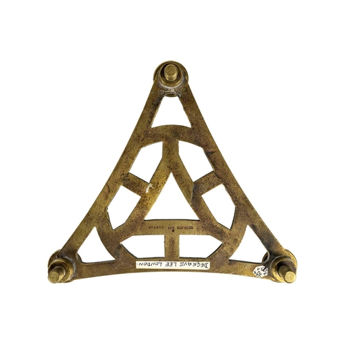 22 - A Victorian brass adjustable stand, stamped 'Degrave & Co, London'. Height 6cm, width 23cm, depth 21... 