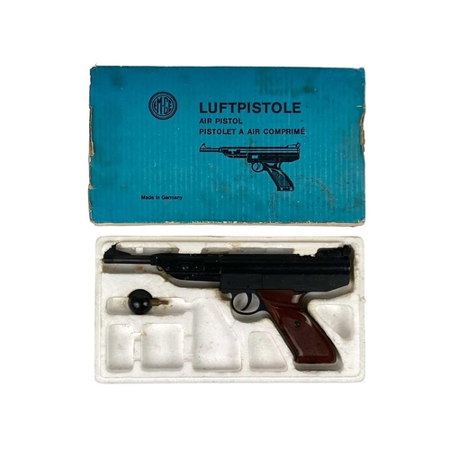 221 - A German EM-GE model LP3a air pistol. Stamped Cal 5.5mm, and number 50374, in polystyrene case with ... 