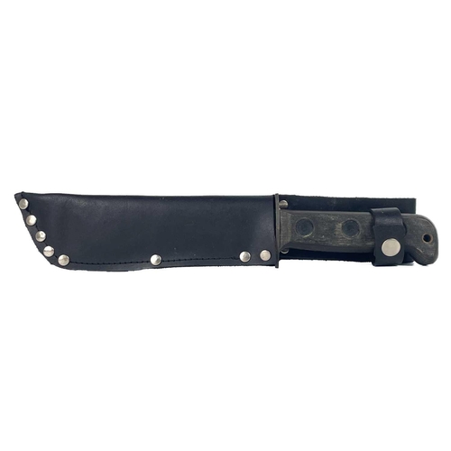 222 - A British military issue type-D survival knife. With blackened steel blade and ebonised grip, stampe... 