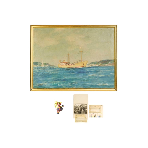 227 - Frank Henry MASON. The cargo ship 'Gillian Everard' Signed, oil on canvas, 46X61cm, framed 49X65cm, ... 