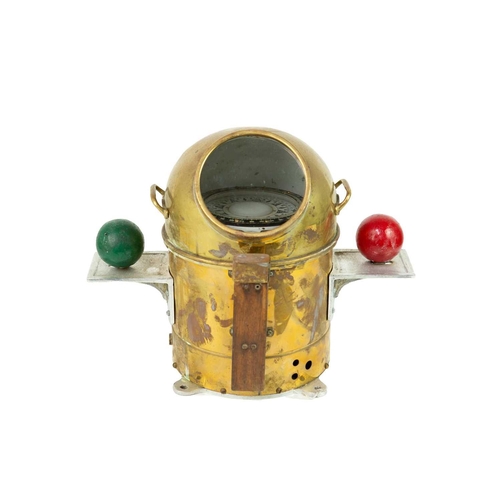 228 - A Japanese Daiko Keiki brass cased ship's binnacle compass. With gimbal fitting and adjustable red a... 