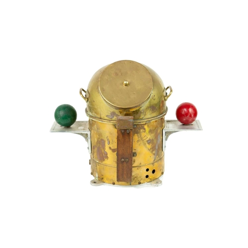 228 - A Japanese Daiko Keiki brass cased ship's binnacle compass. With gimbal fitting and adjustable red a... 