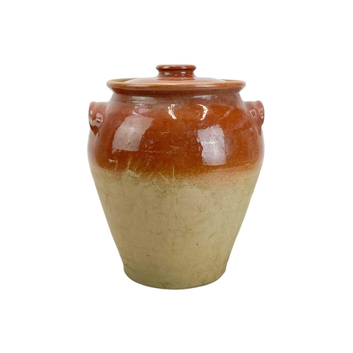 27 - A large stoneware crock pot and cover. Height 38cm.