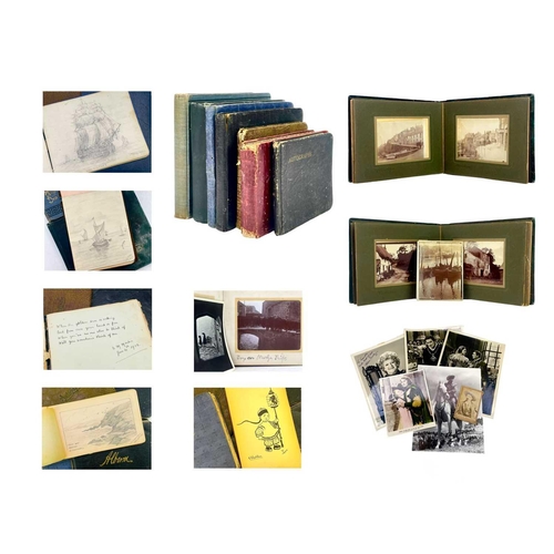 30 - A collection of four autograph albums, two photograph albums, etc. Some with drawings and sketches, ... 