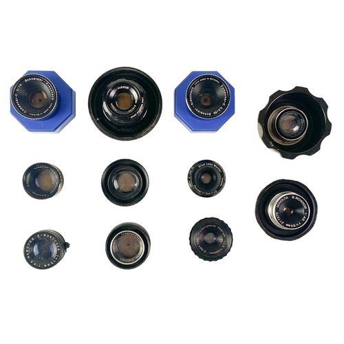 34 - A collection of mostly Schneider Kreuznach lenses. Including Componon 1:4/50, a Componar-C 4/75, a C... 