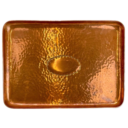 47 - A copper tray probably Newlyn. Unstamped, 37cm x 26.5cm.