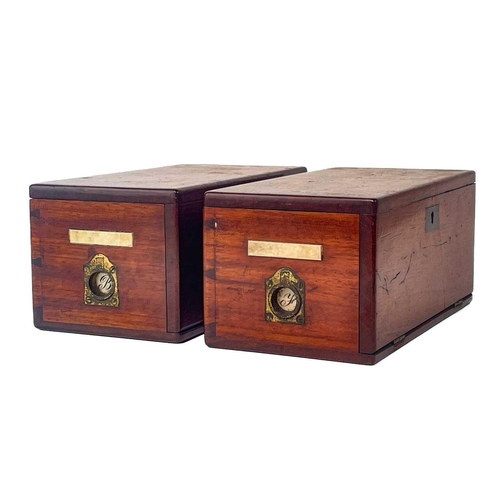 70 - Two Victorian mahogany cases of microscope slides. The flush boxes, with hinged lids and fronts, con... 