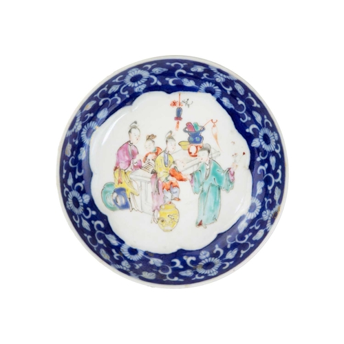 102 - A Chinese export famille rose dish, Qianlong. with old paper label inscribed 'rare pattern', diamete... 