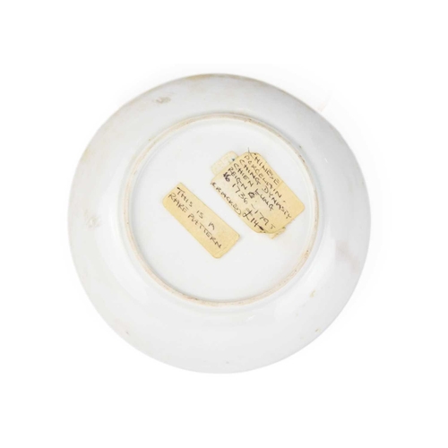 102 - A Chinese export famille rose dish, Qianlong. with old paper label inscribed 'rare pattern', diamete... 