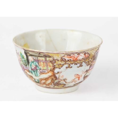 106 - Four Chinese mandarin cups and saucers, 18th century. Largest cup height 6.5cm and five Chinese mand... 