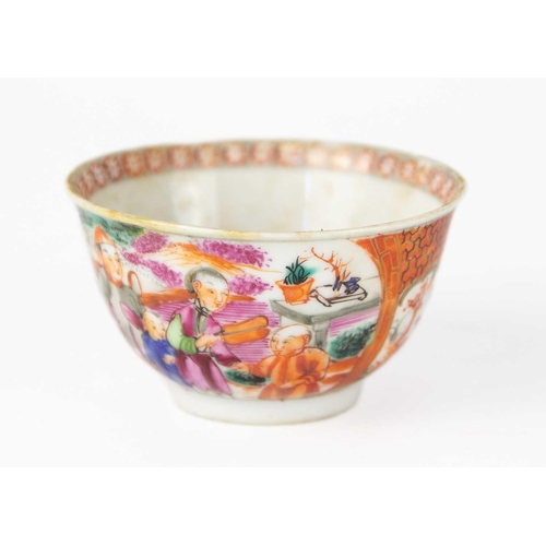 106 - Four Chinese mandarin cups and saucers, 18th century. Largest cup height 6.5cm and five Chinese mand... 