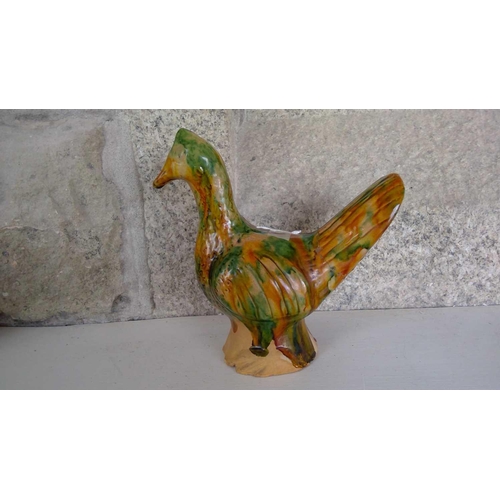 179 - A Chinese sancai-glazed pottery model of a chicken. Height 20.5cm, width 19.5cm, depth 9cm and a Chi... 