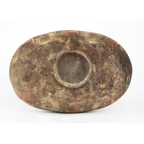 217 - A Chinese Neolithic cocoon flask, Han Dynasty. With geometric motifs, height 24cm, width 27cm, depth... 