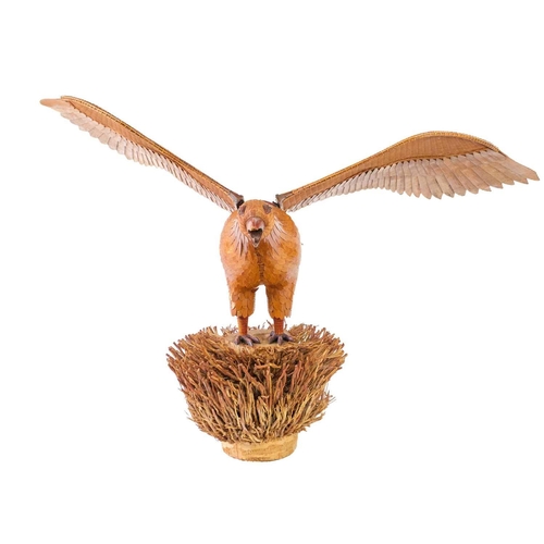 23 - A Chinese bamboo model of an eagle and nest, circa 1940's. Height 64cm, width 100cm, depth 69cm.