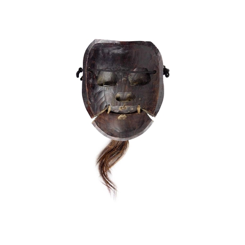 255 - A Japanese Noh mask of Okina, late Meiji period. With original horsehair beard, 20 x 15.5cm.