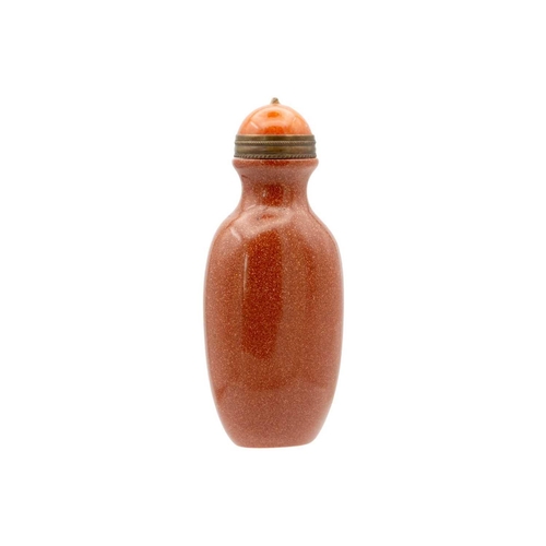 257 - A Chinese 'goldstone' snuff bottle, 19th century. With agate stopper, height 8.5cm, width 3.5cm. sma... 