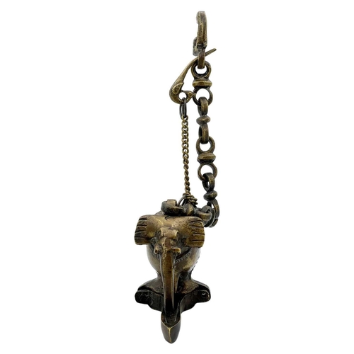 312 - An Indian bronze hanging lamp in the form of an elephant. Length including chain 26.5cm, width 9cm, ... 