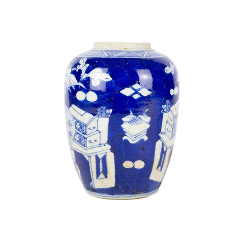 322 - A Chinese blue and white porcelain jar, 19th century. Height 17.5cm, width 11.5cm, a Chinese blue an... 