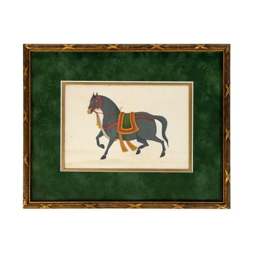 39 - Two Indian watercolour paintings of a horse and elephant.. Frame size 26 x 32cm. (2)