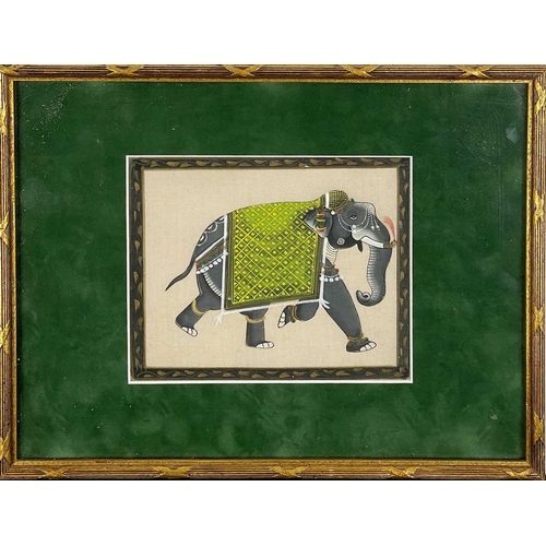 39 - Two Indian watercolour paintings of a horse and elephant.. Frame size 26 x 32cm. (2)