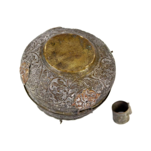 56 - A Burmese brass incense burner, 19th century. Height 11cm, width 11.5cm.