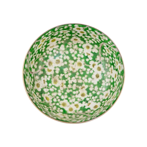 57 - A Japanese porcelain prunus pattern bowl, Meiji period. With a green ground, height 9cm, diameter 21... 