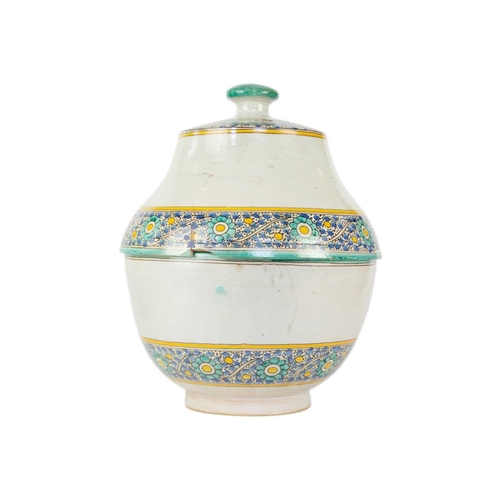 61 - A Moroccan pottery jobbana (butter pot), early 20th century. Height 45cm, diameter 36.5cm.