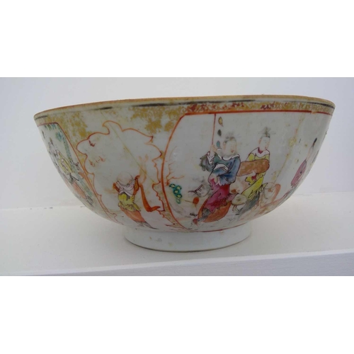 93 - A Chinese Mandarin bowl, Qianlong.. Height 11cm, diameter 26.3cm and another Chinese porcelain bowl,... 