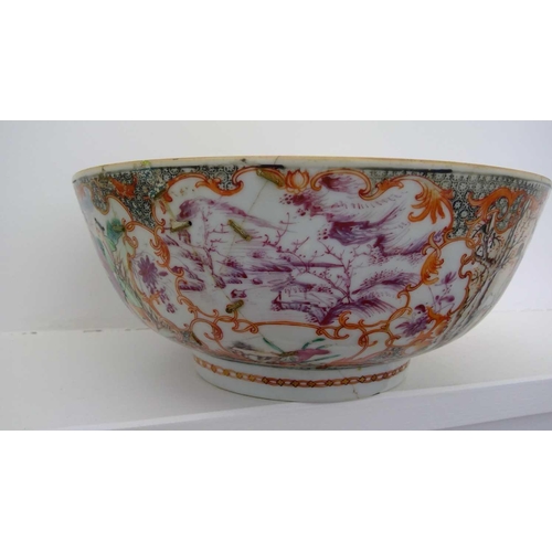 93 - A Chinese Mandarin bowl, Qianlong.. Height 11cm, diameter 26.3cm and another Chinese porcelain bowl,... 