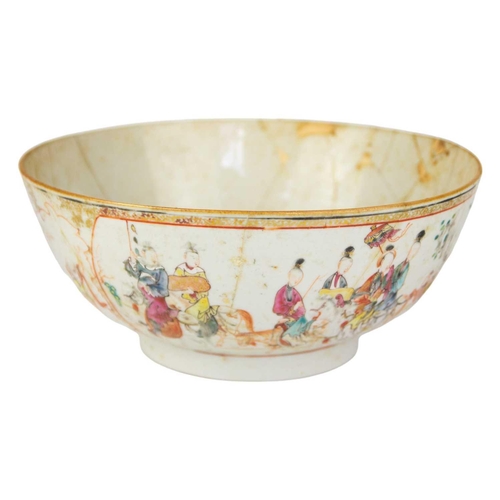 93 - A Chinese Mandarin bowl, Qianlong.. Height 11cm, diameter 26.3cm and another Chinese porcelain bowl,... 