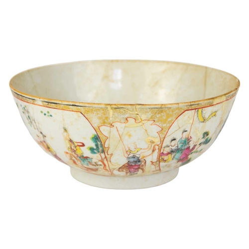 93 - A Chinese Mandarin bowl, Qianlong.. Height 11cm, diameter 26.3cm and another Chinese porcelain bowl,... 