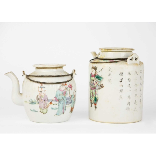 99 - Two Chinese porcelain teapots, early 20th century. Heights 12.5 and 10cm and two Chinese porcelain b... 