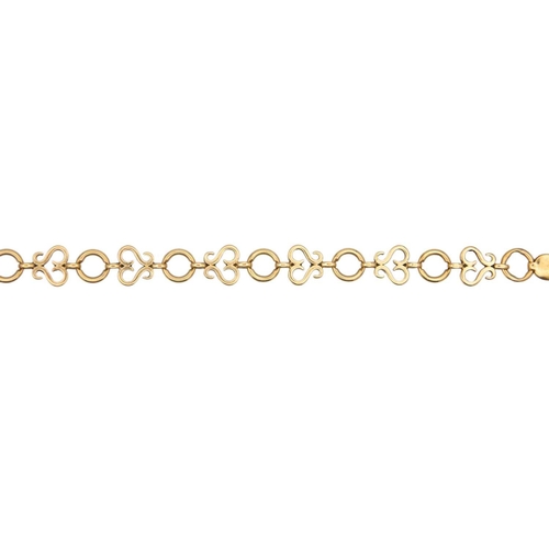 13 - A 9ct fancy link bracelet. Stamped 375, length 20cm, 13.3g.